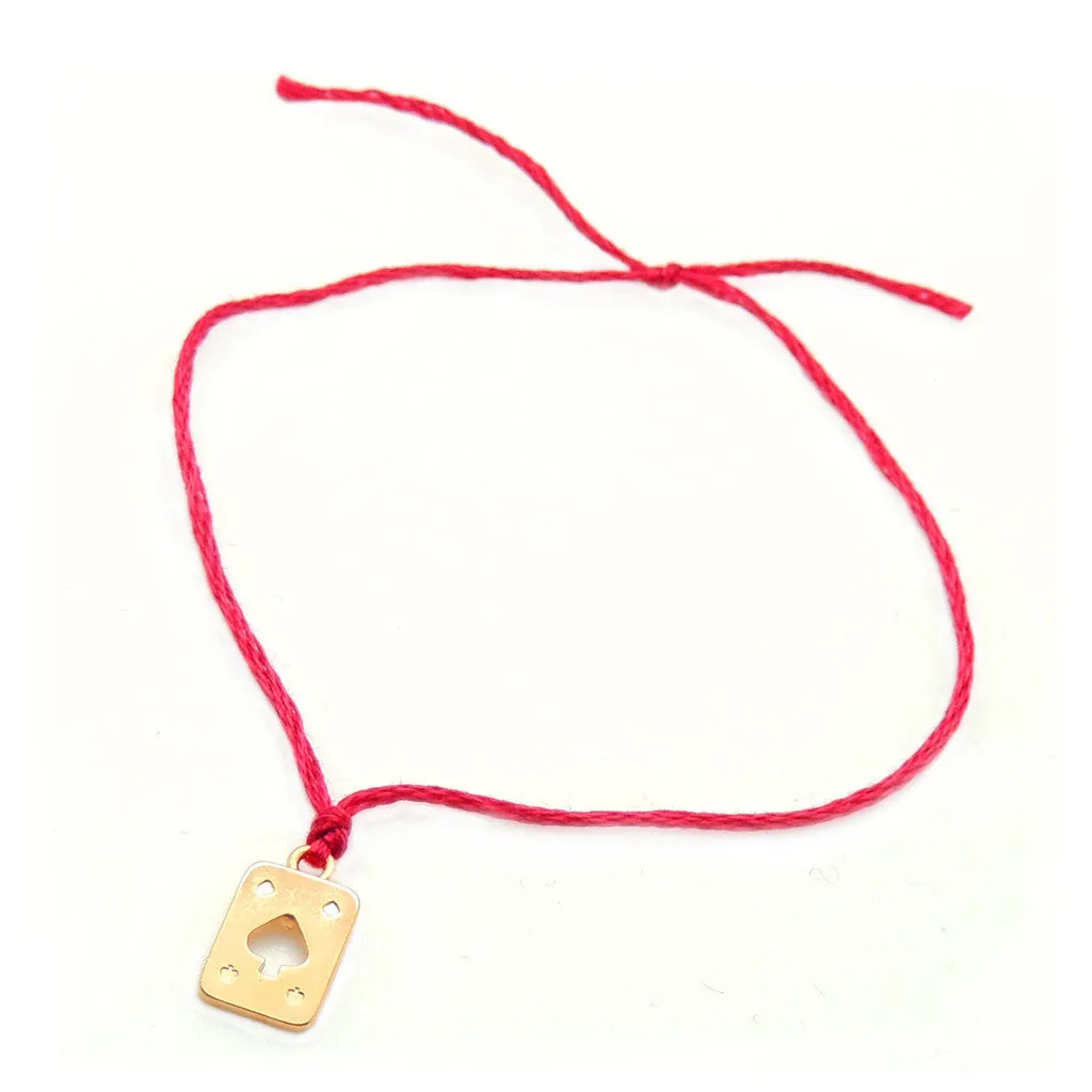 Mini Playing Card Charm Red String Bracelet