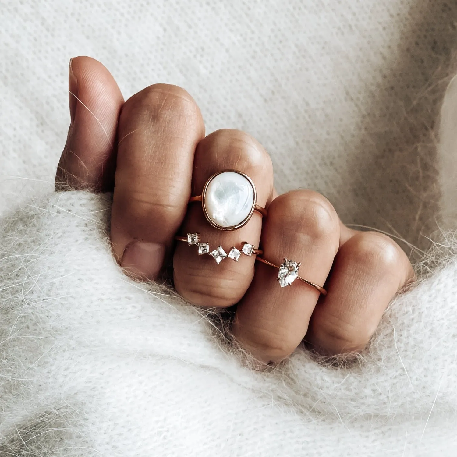 Mother of Pearl Silver Ring - Margit