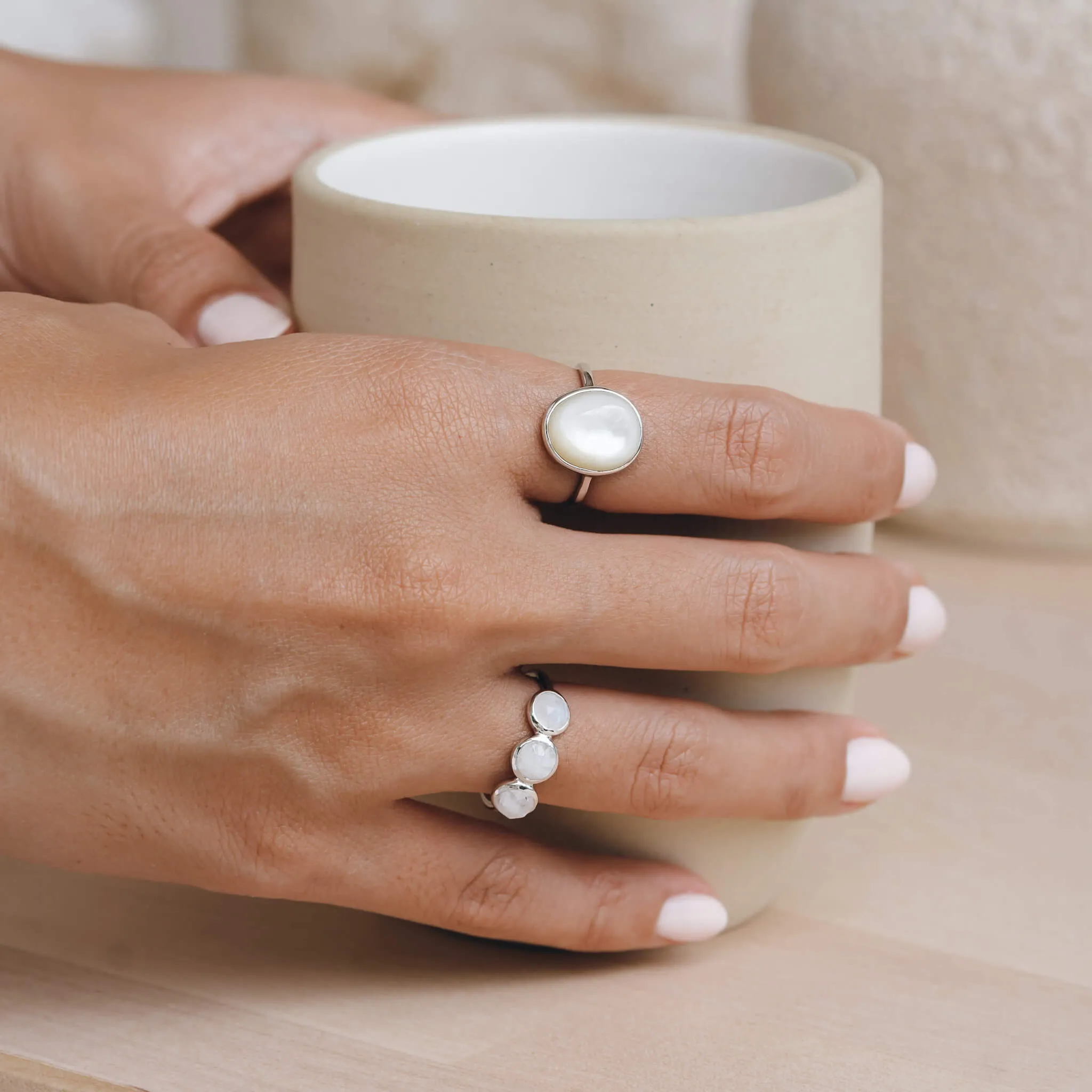 Mother of Pearl Silver Ring - Margit