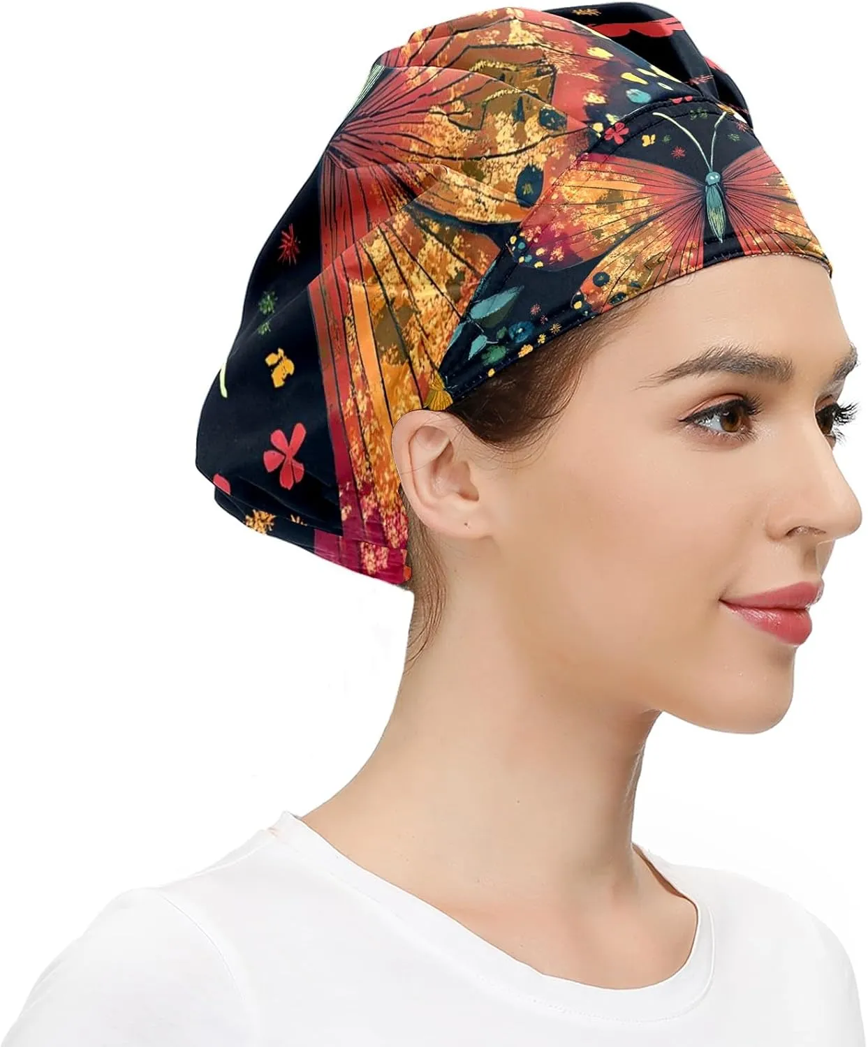 MUKJHOI Adjustable Work Cap with Elastic Band and Sweatband, Unisex Bouffant Hair Cover for Men, Women