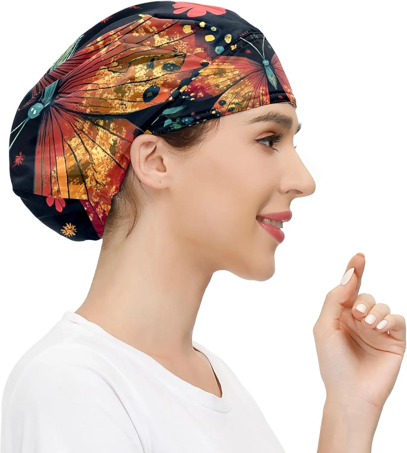 MUKJHOI Adjustable Work Cap with Elastic Band and Sweatband, Unisex Bouffant Hair Cover for Men, Women
