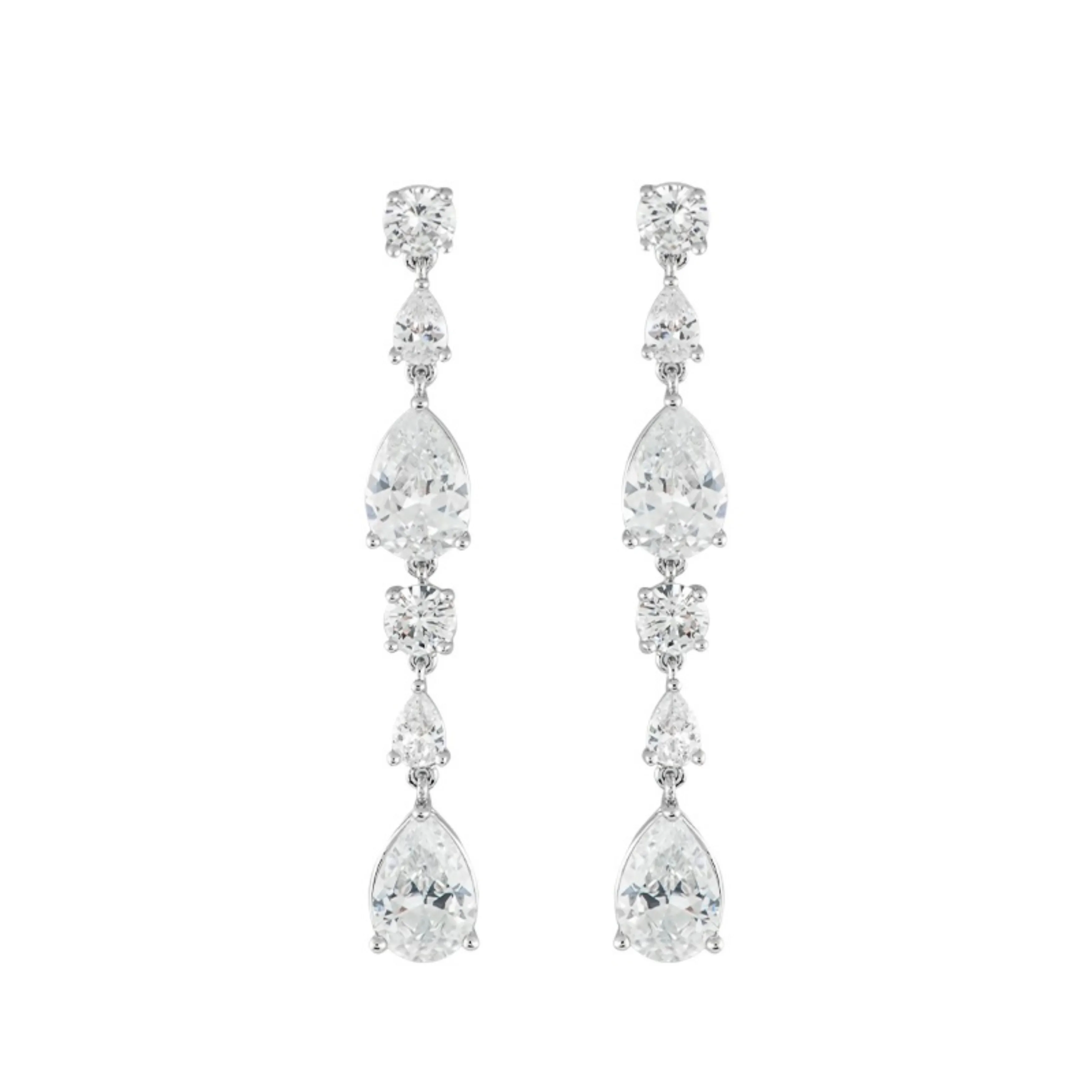 Multi Pear CZ Drop Earrings