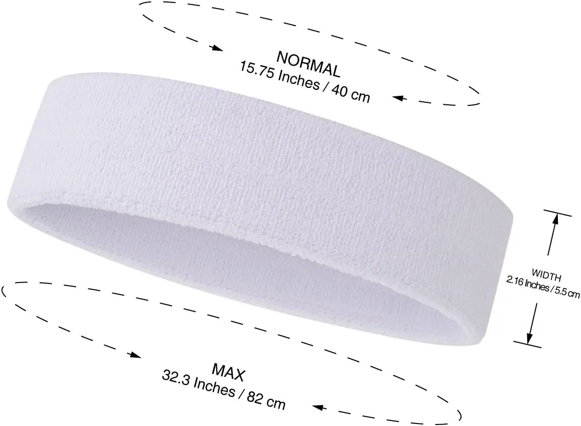 ONUPGO Sweatband Headbands for Men & Women -3PCS/12PCS Sports Headbands Moisture Wicking Athletic Cotton Terry Cloth Head Band
