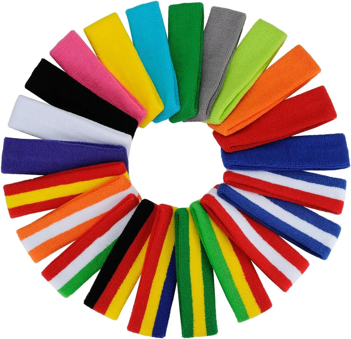 ONUPGO Sweatband Headbands for Men & Women -3PCS/12PCS Sports Headbands Moisture Wicking Athletic Cotton Terry Cloth Head Band