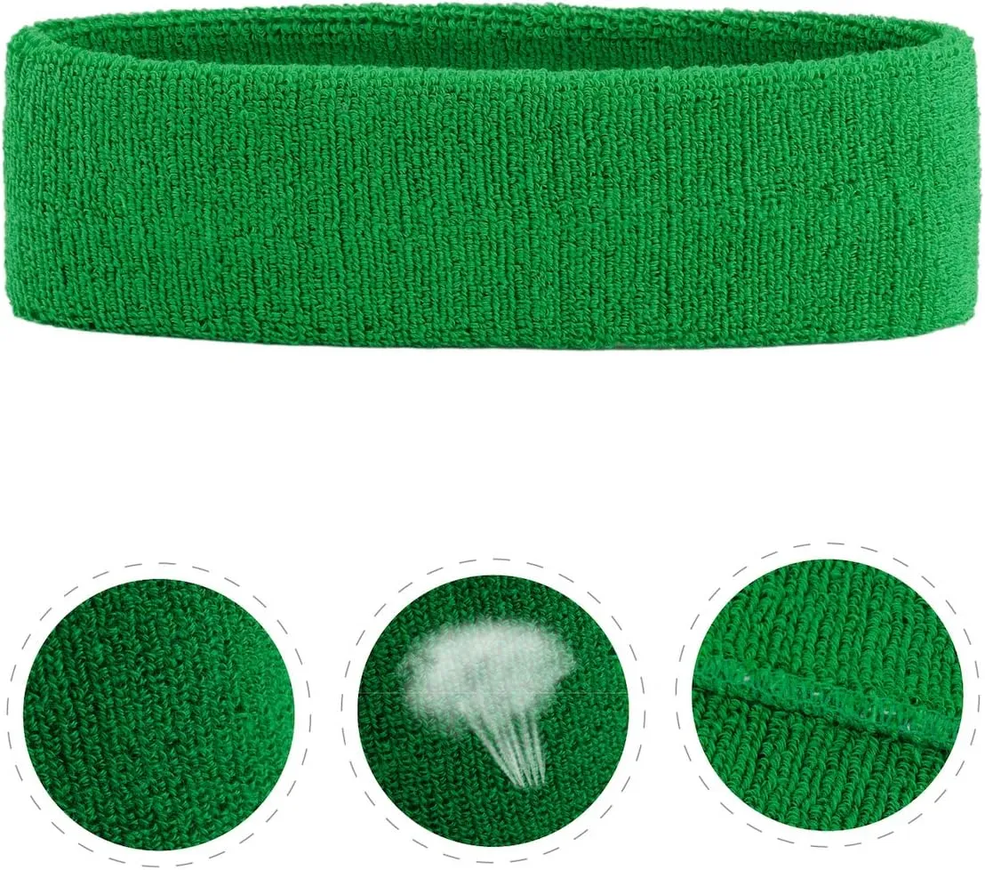 ONUPGO Sweatband Headbands for Men & Women -3PCS/12PCS Sports Headbands Moisture Wicking Athletic Cotton Terry Cloth Head Band