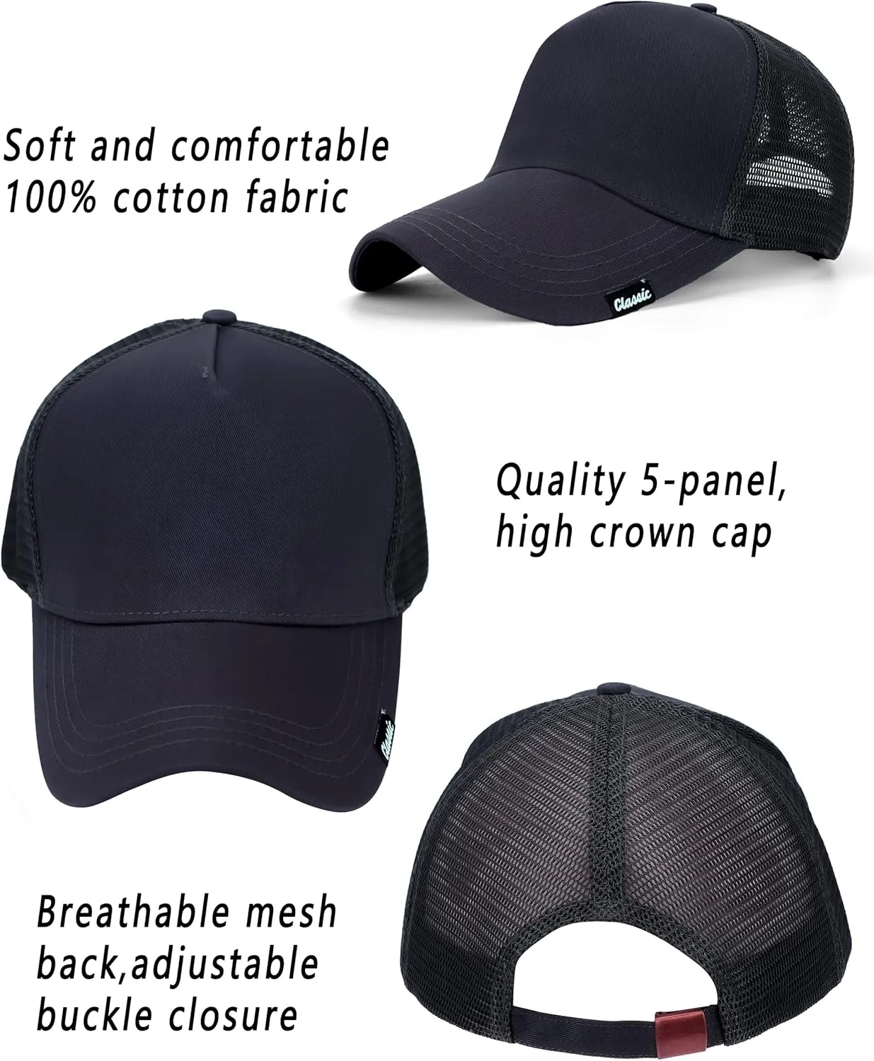 Oversize XXL Baseball Cap for Men, Extra Large Hat for Big Heads 23.6"-25.6", Plus Size Structured Dad Trucker Hats