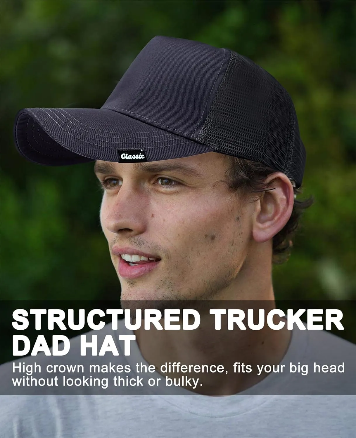 Oversize XXL Baseball Cap for Men, Extra Large Hat for Big Heads 23.6"-25.6", Plus Size Structured Dad Trucker Hats