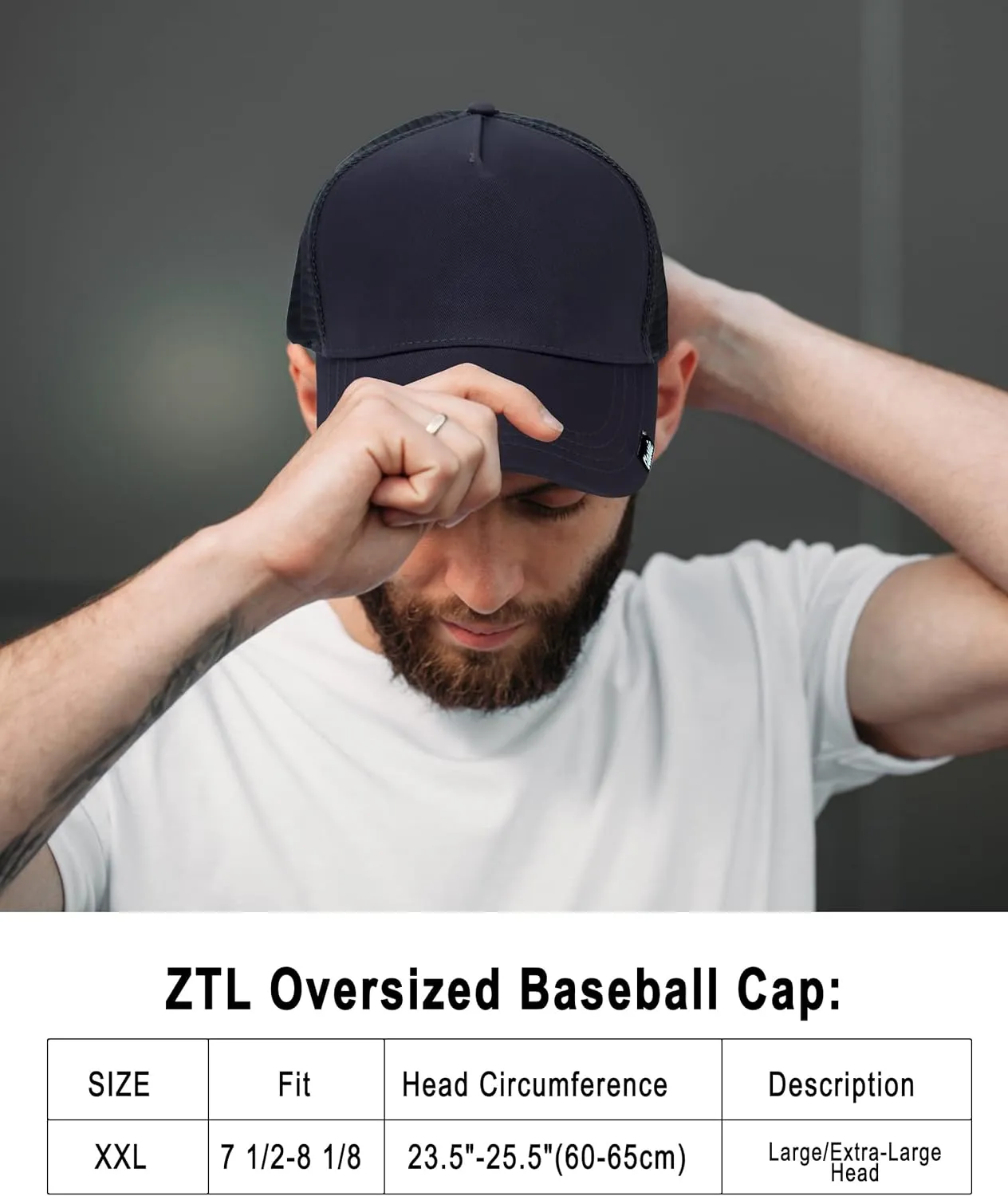 Oversize XXL Baseball Cap for Men, Extra Large Hat for Big Heads 23.6"-25.6", Plus Size Structured Dad Trucker Hats