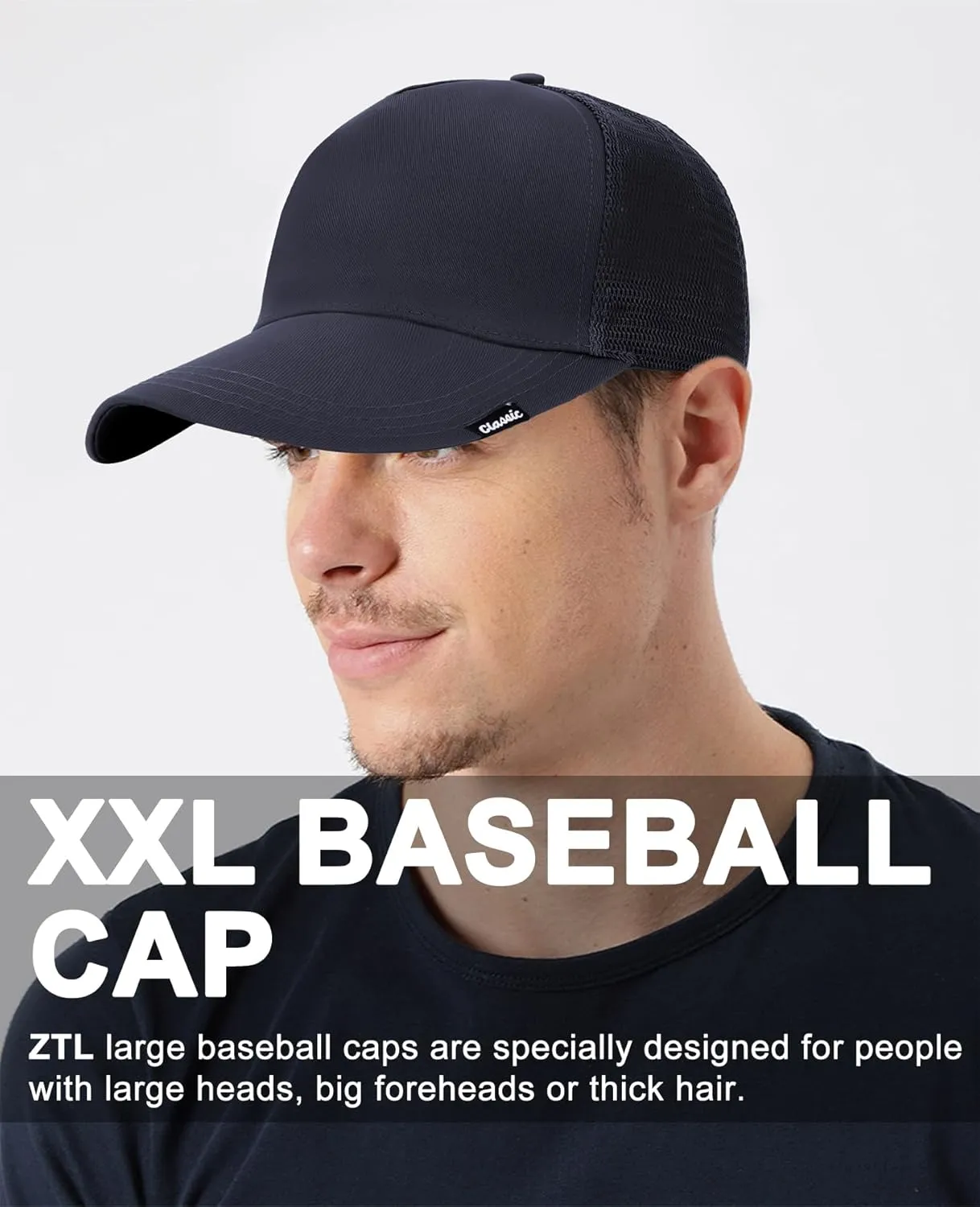 Oversize XXL Baseball Cap for Men, Extra Large Hat for Big Heads 23.6"-25.6", Plus Size Structured Dad Trucker Hats