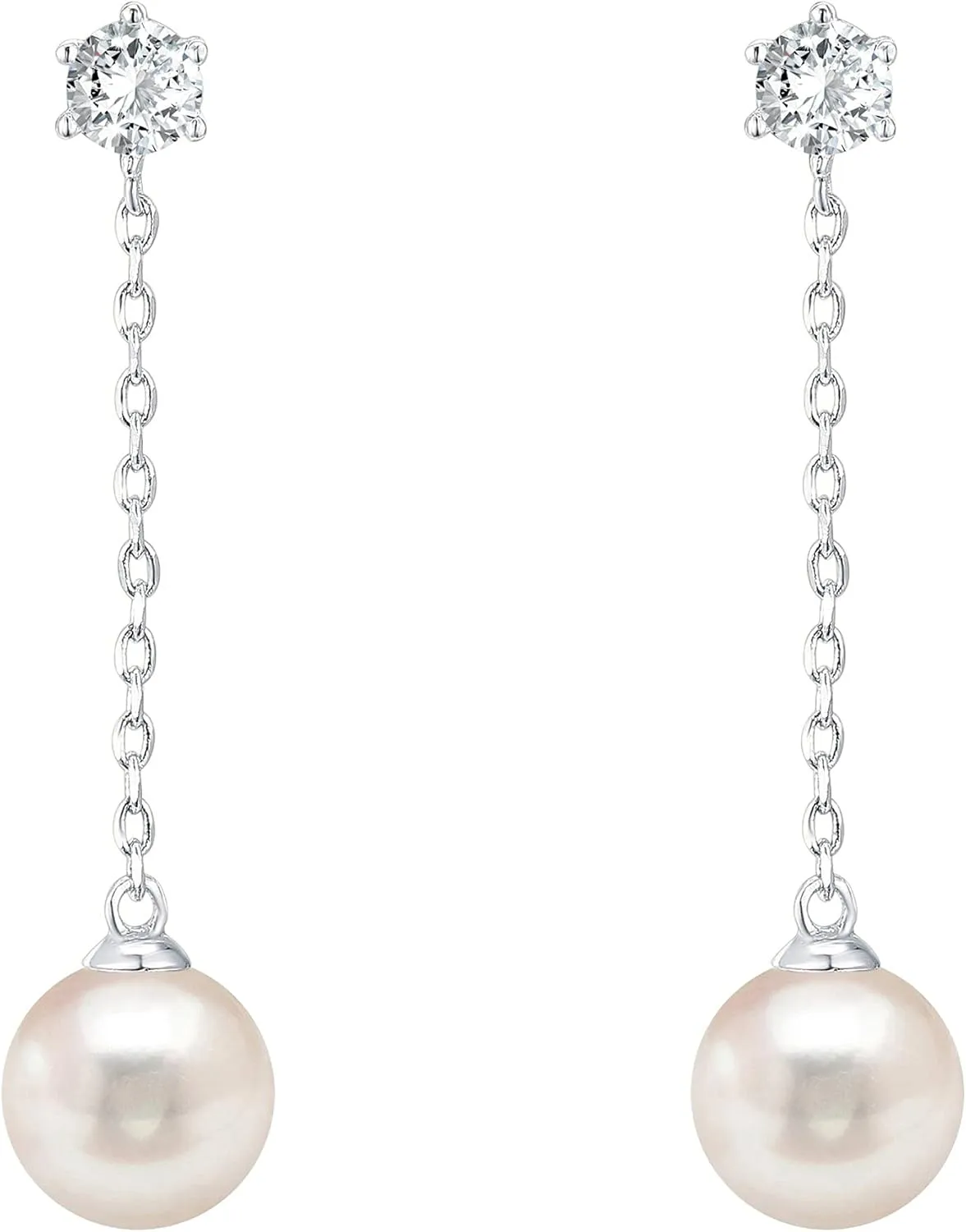 PAVOI 14K Gold Plated Sterling Silver Posts Shell Pearl Dangle Drop Earrings | Bridal Pearl Earrings for Women