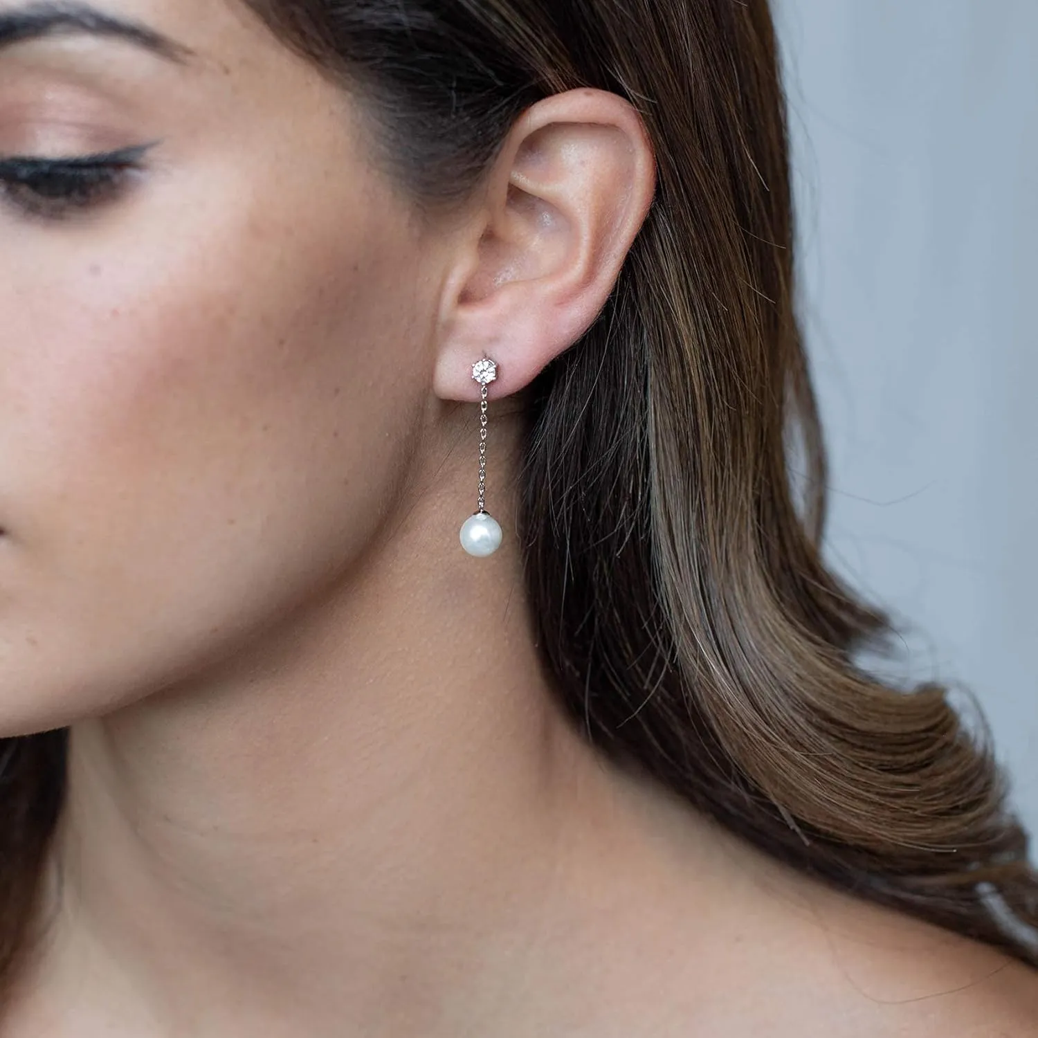 PAVOI 14K Gold Plated Sterling Silver Posts Shell Pearl Dangle Drop Earrings | Bridal Pearl Earrings for Women