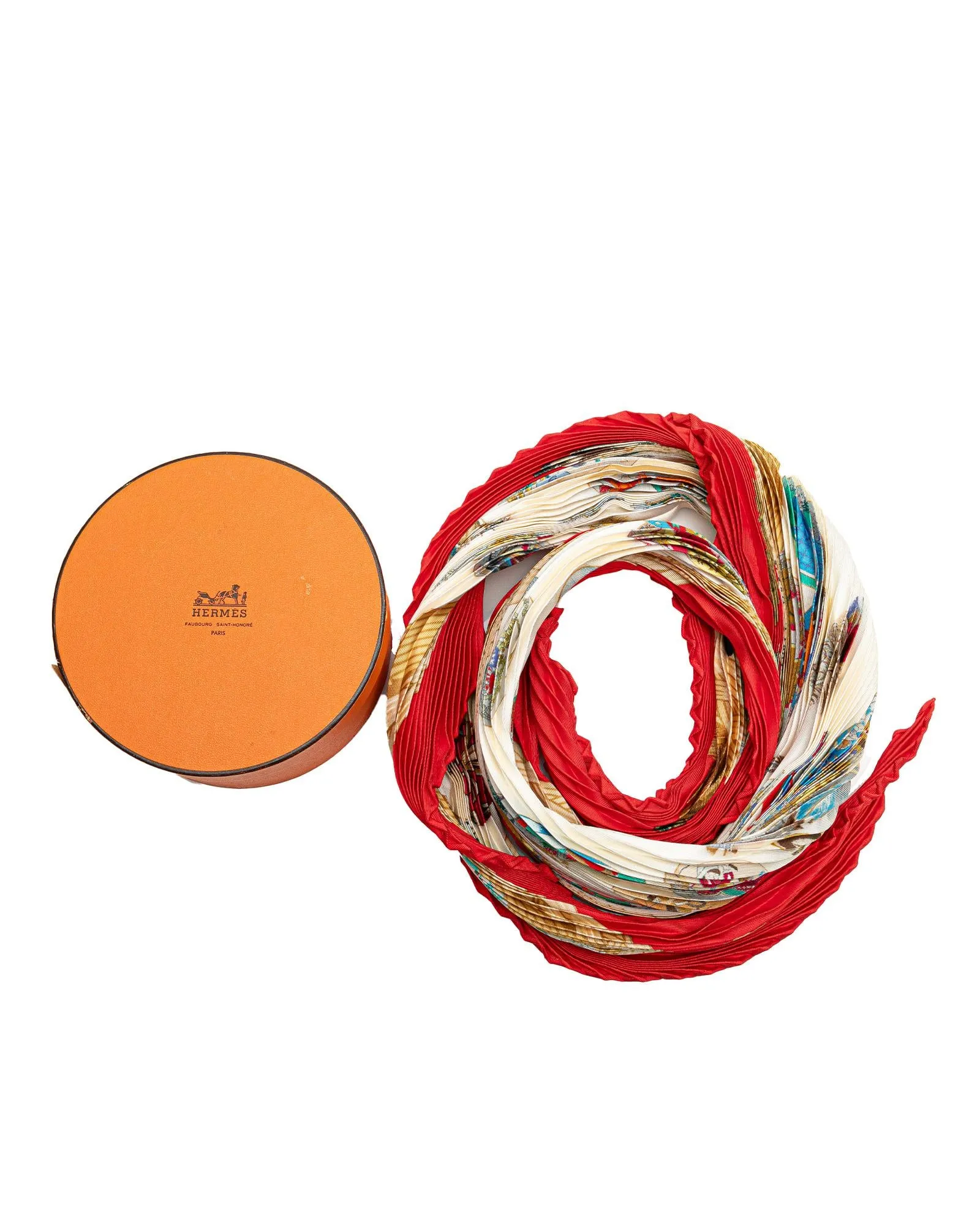 Pleated Silk Scarf with Print Design