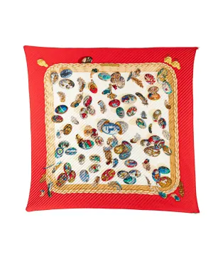 Pleated Silk Scarf with Print Design