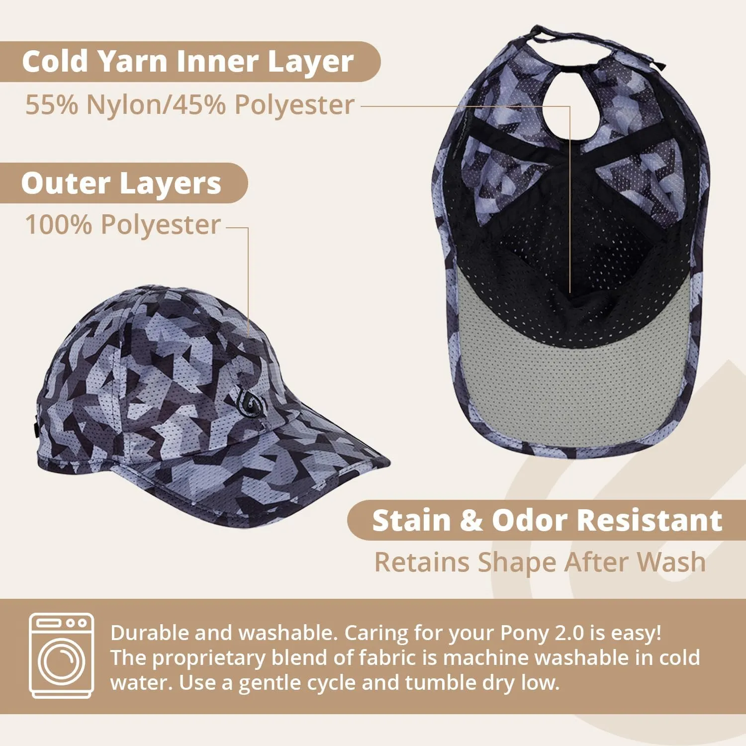 Pony 2.0 Sweat-Wicking Ponytail Hat for Women - Adjustable Baseball Cap for Running, Workouts, Tennis & Outdoors