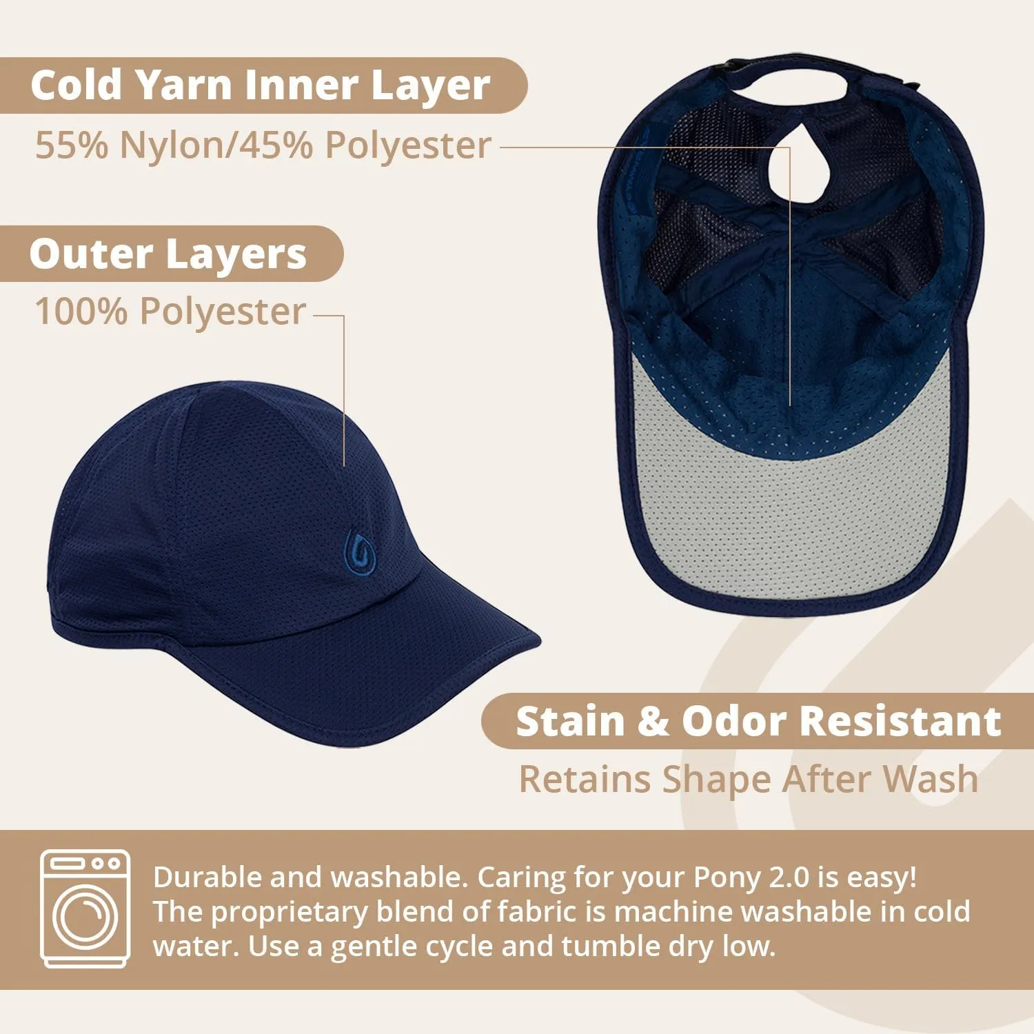 Pony 2.0 Sweat-Wicking Ponytail Hat for Women - Adjustable Baseball Cap for Running, Workouts, Tennis & Outdoors