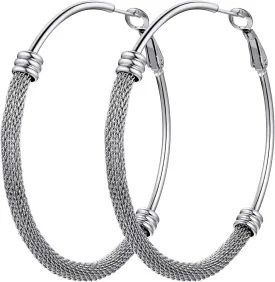 PROSTEEL Chunky Hoop Earrings For Women, 20mm/30mm/40mm/60mm/80mm/100mm, Gold Plated/Black Stainless Steel Hoops Earrings Statement Jewelry