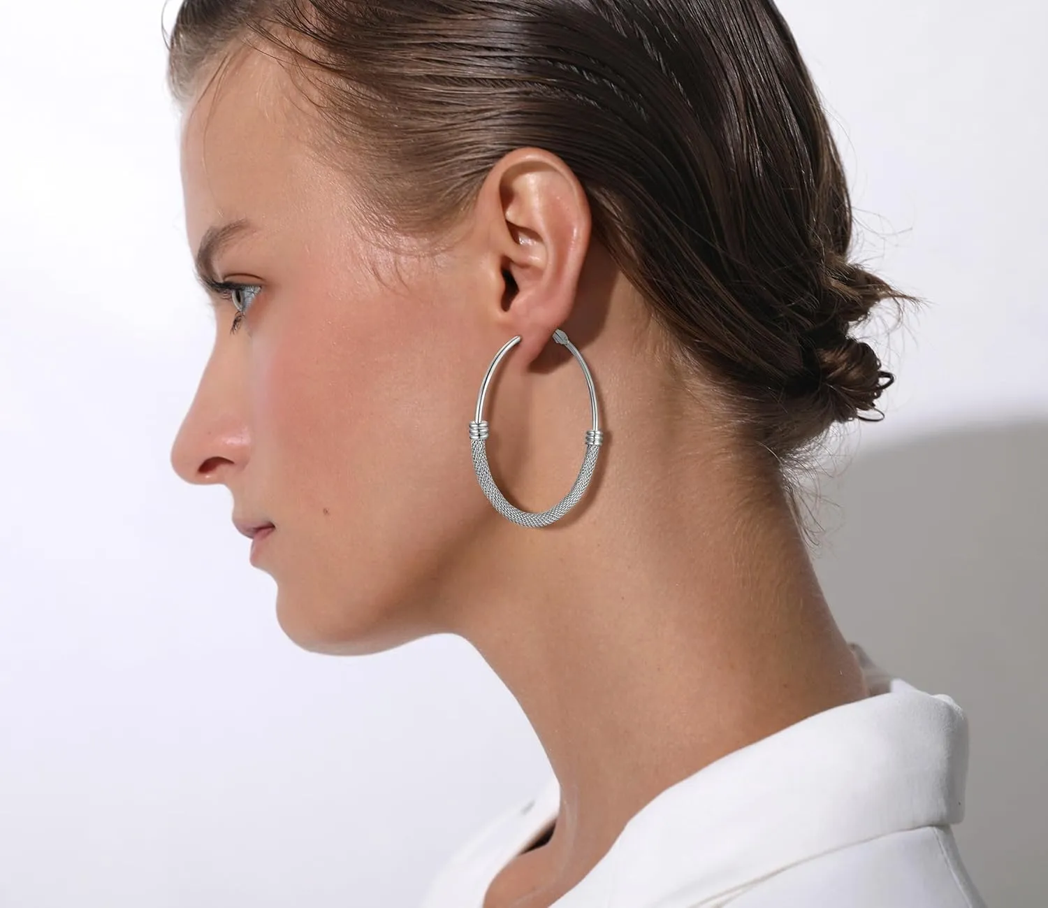 PROSTEEL Chunky Hoop Earrings For Women, 20mm/30mm/40mm/60mm/80mm/100mm, Gold Plated/Black Stainless Steel Hoops Earrings Statement Jewelry