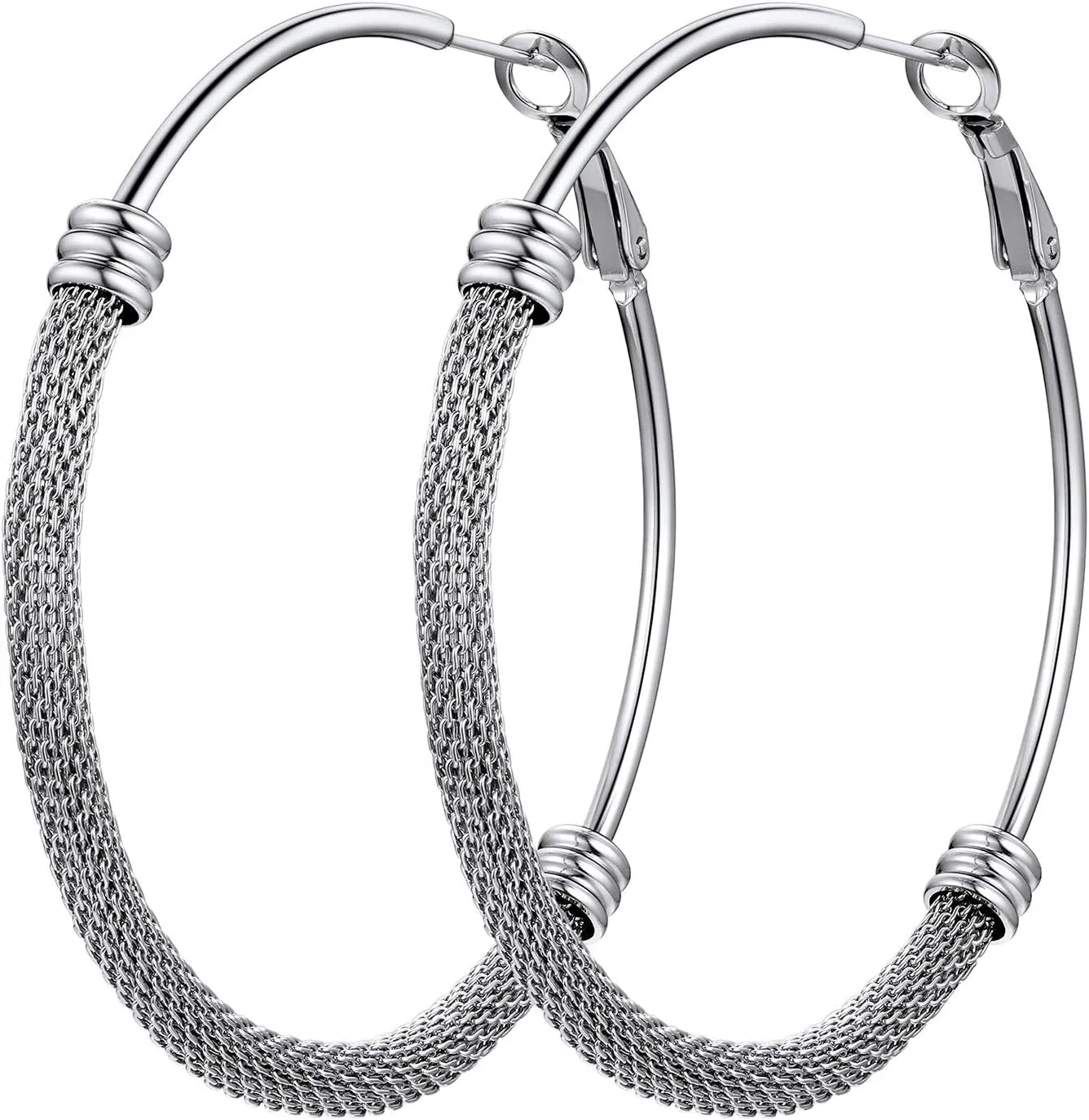 PROSTEEL Chunky Hoop Earrings For Women, 20mm/30mm/40mm/60mm/80mm/100mm, Gold Plated/Black Stainless Steel Hoops Earrings Statement Jewelry