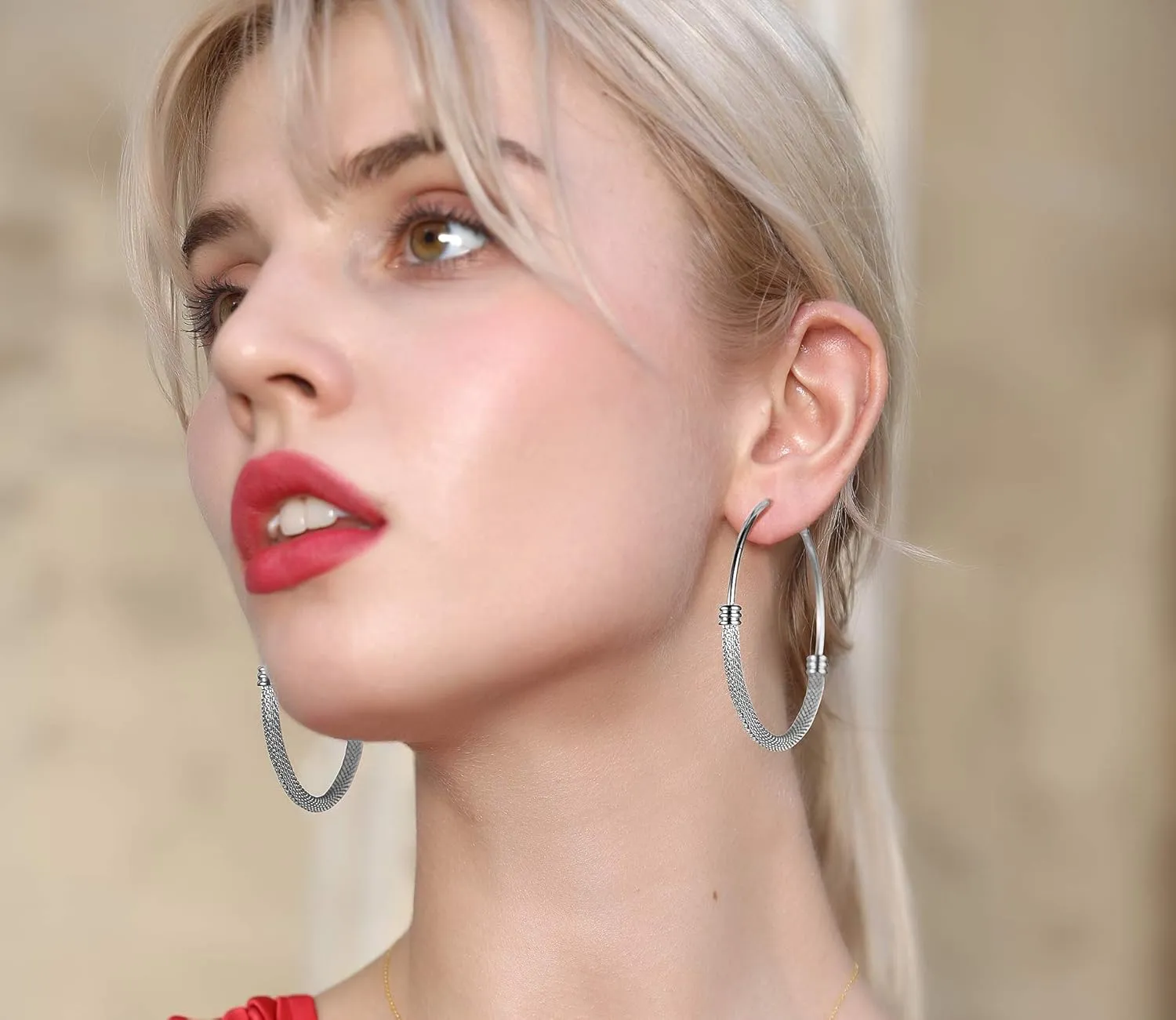 PROSTEEL Chunky Hoop Earrings For Women, 20mm/30mm/40mm/60mm/80mm/100mm, Gold Plated/Black Stainless Steel Hoops Earrings Statement Jewelry