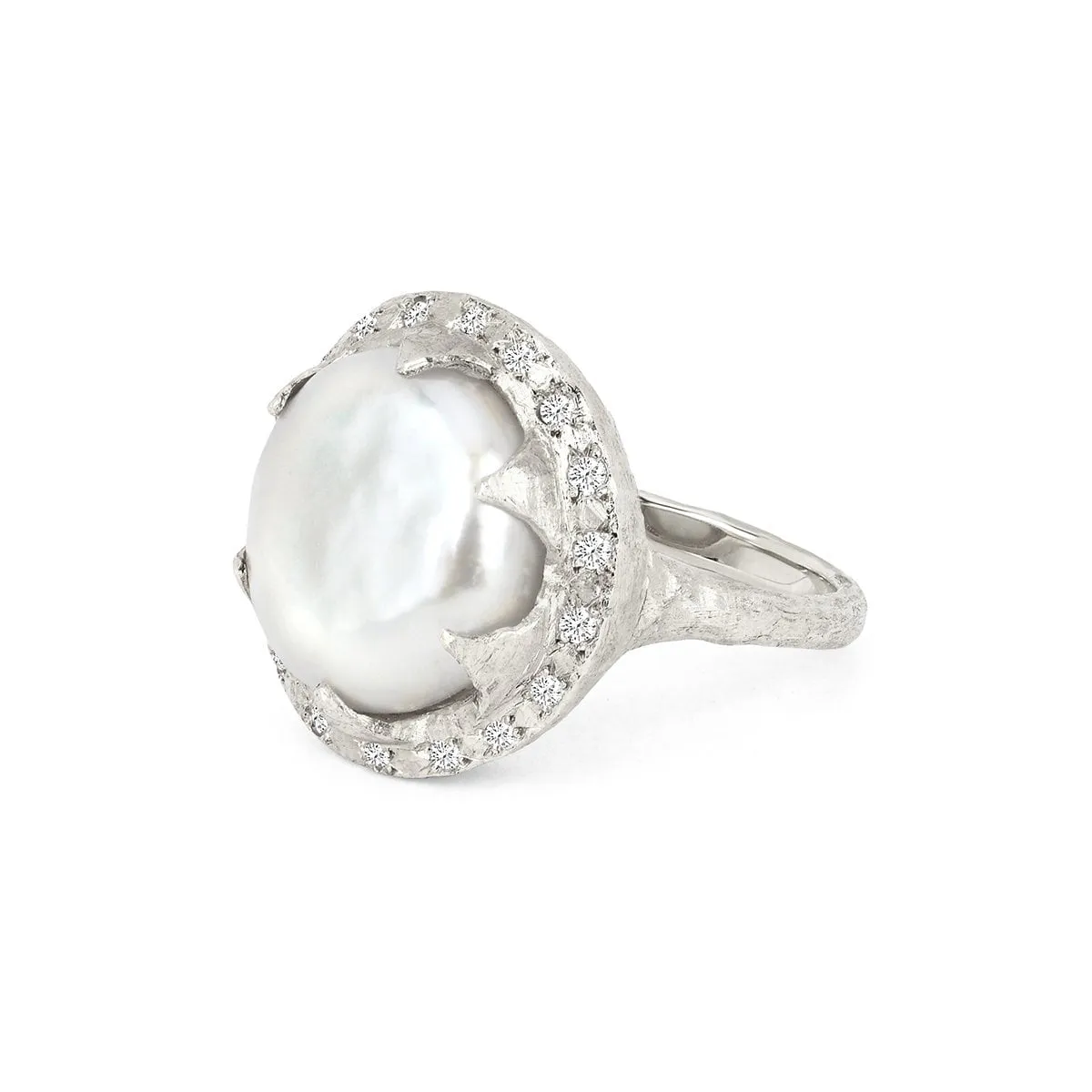 Queen Diamond Lunar Pearl Ring
