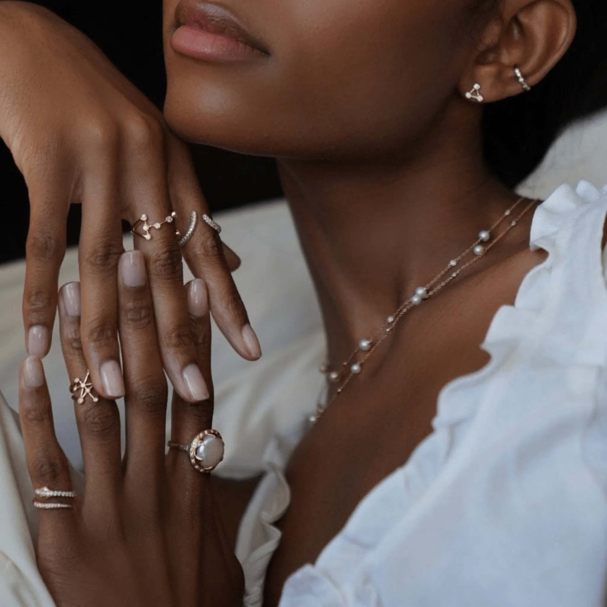 Queen Diamond Lunar Pearl Ring