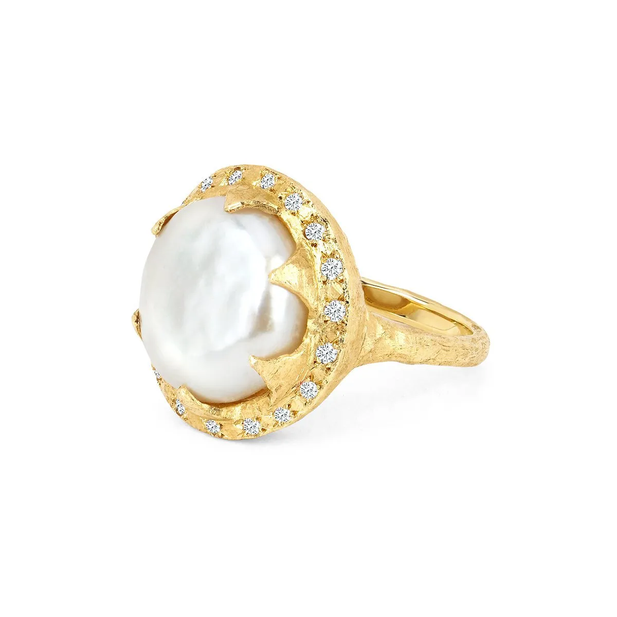 Queen Diamond Lunar Pearl Ring