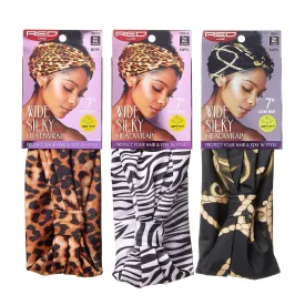 Red by Kiss Wide Silky Headwrap 7" Extra Wide Turban Headbands 3 PACK (Leopard, Zebra, Luxury)