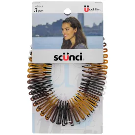 Scunci Effortless Beauty Stretch Hair Combs. Tortoise, Opaque White, and Black. 3 Packs
