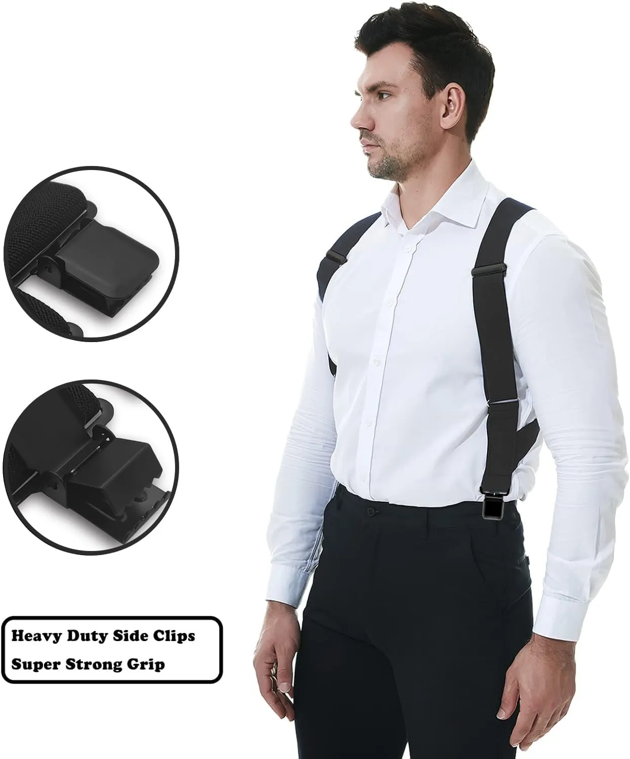 Side Clips Suspenders for Men Heavy Duty 2" Trucker Style Work Suspender