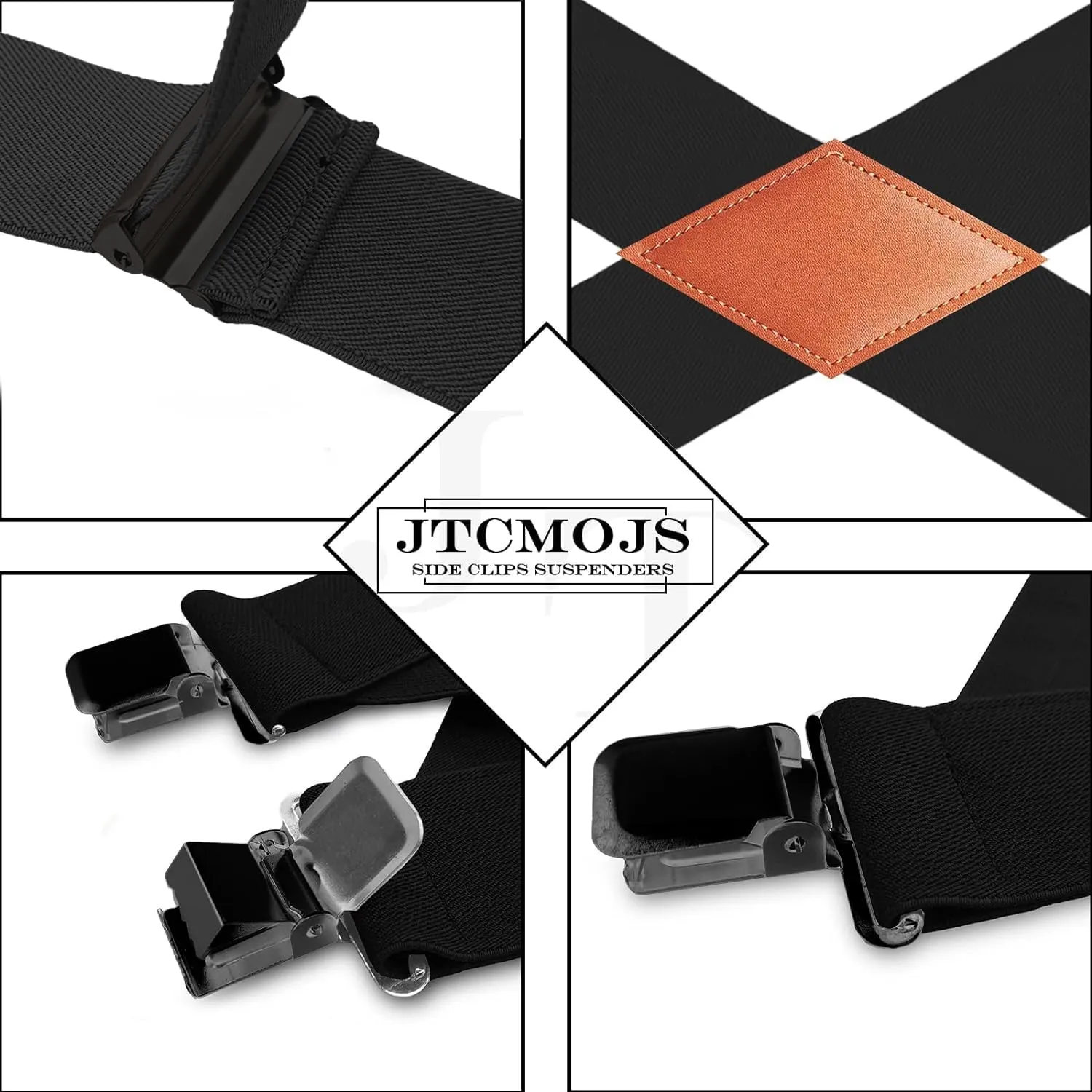 Side Clips Suspenders for Men Heavy Duty 2" Trucker Style Work Suspender