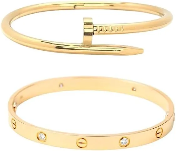 Skywater Life Stylish Open Nail & Screw Bangles Set for Women Pack of 2 Medium Size Fashion Bracelet Combo for Daily Wear