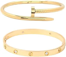 Skywater Life Stylish Open Nail & Screw Bangles Set for Women Pack of 2 Medium Size Fashion Bracelet Combo for Daily Wear