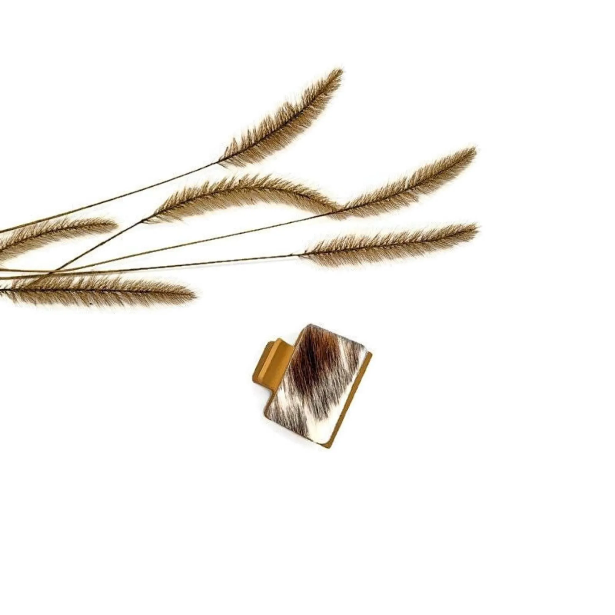 Small Leather & Cowhide Claw Hair Clip