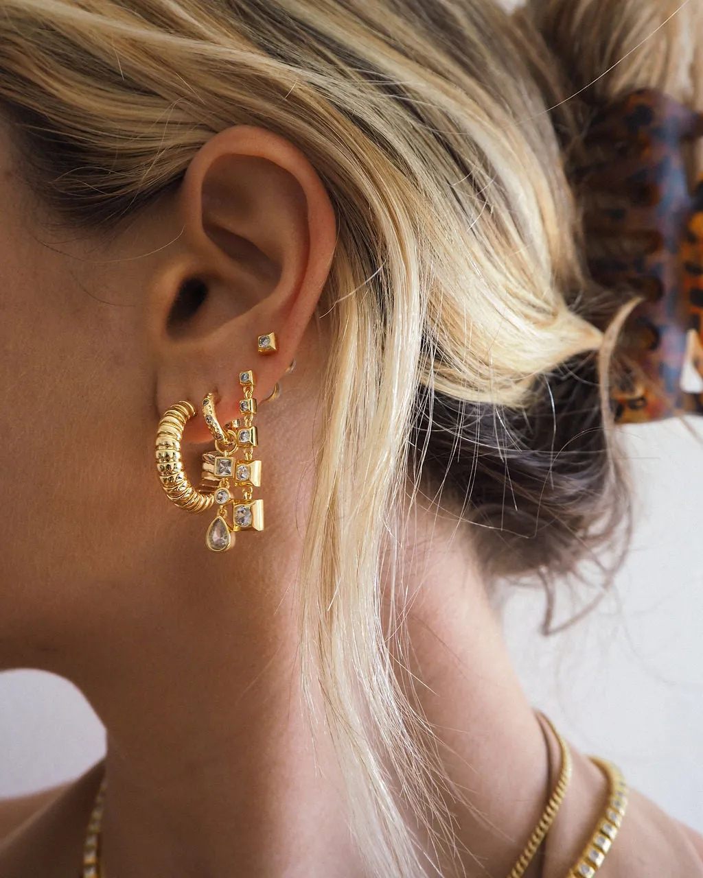 Snake Chain Hoops- Gold