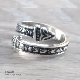 Snake Ring Silver Runes Viking Celtic Norse