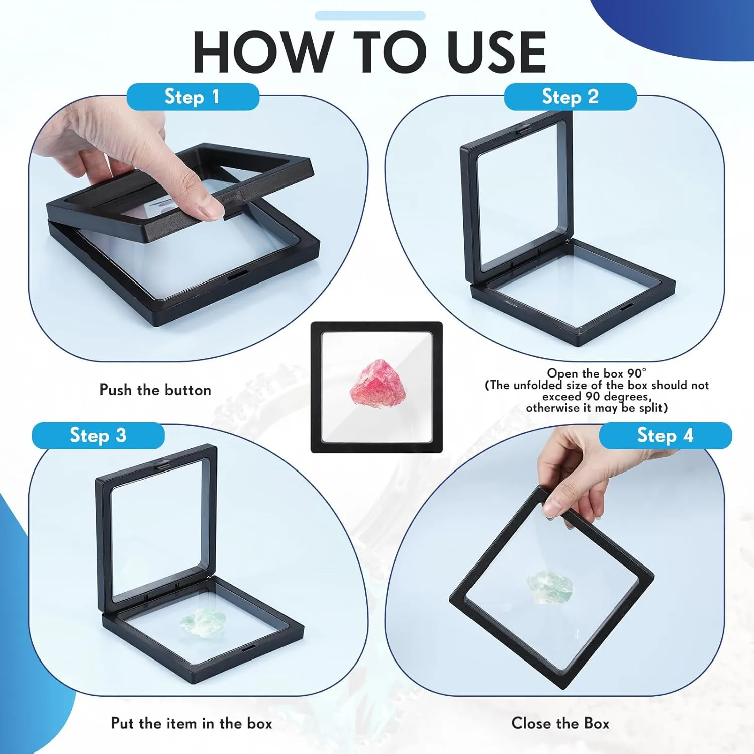 Soaoo 60 Pcs Floating Frame Display Stand Transparent Plastic 3D Floating Frame Clear PE Film Jewelry Box Coin Display Case for Medallion Shells