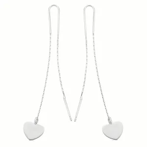 Sterling Silver Heart Threader Earrings