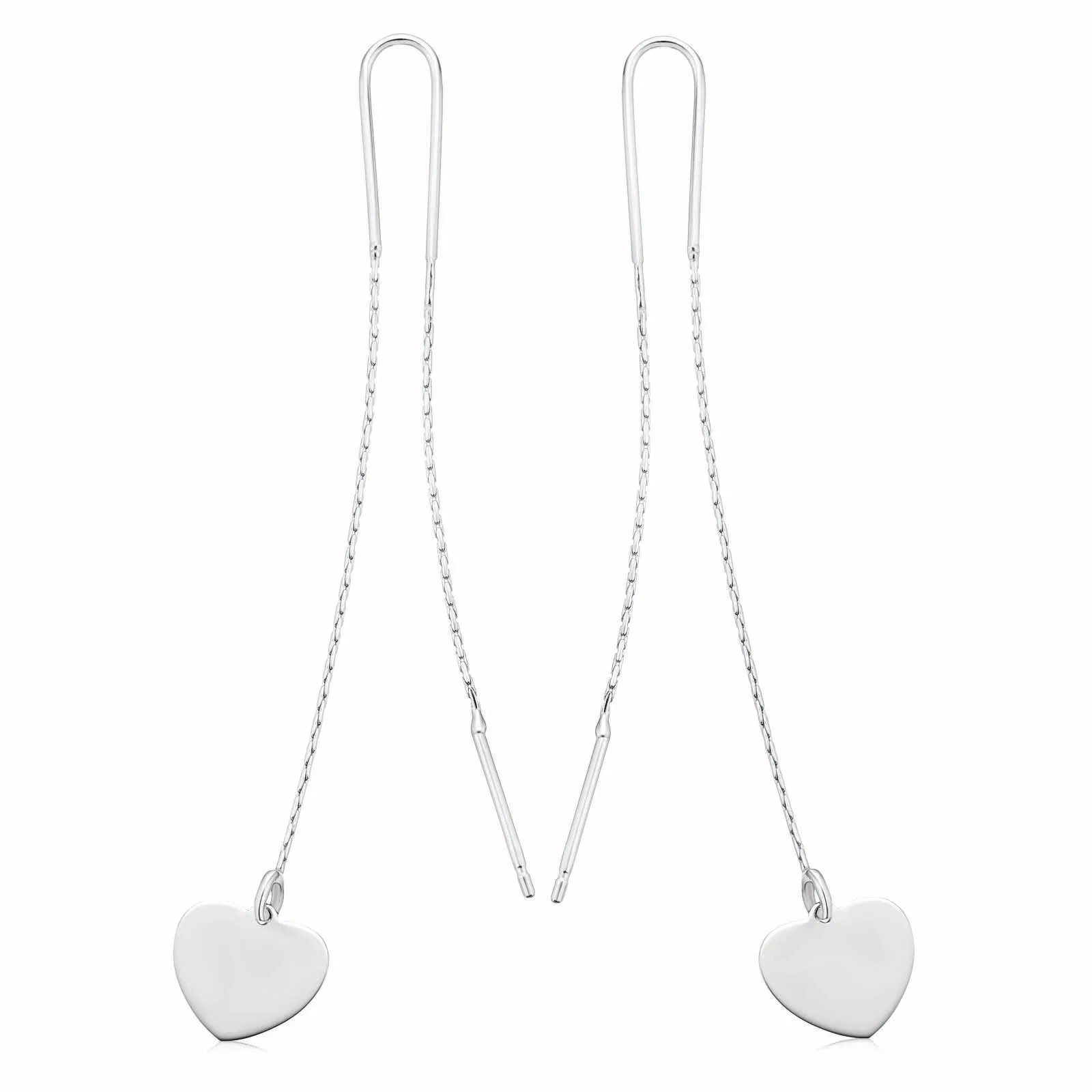 Sterling Silver Heart Threader Earrings