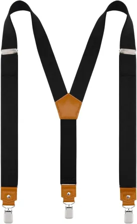 Suspenders for Men Y Back Adjustable Elastic with Strong Clips 47 Inches