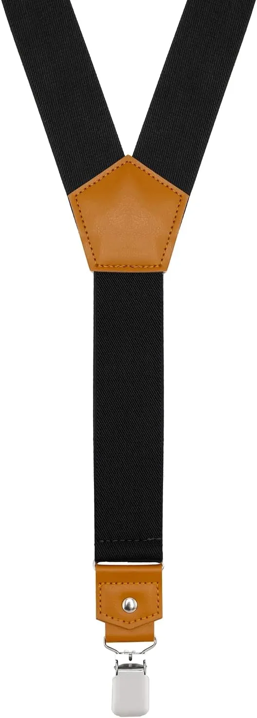 Suspenders for Men Y Back Adjustable Elastic with Strong Clips 47 Inches