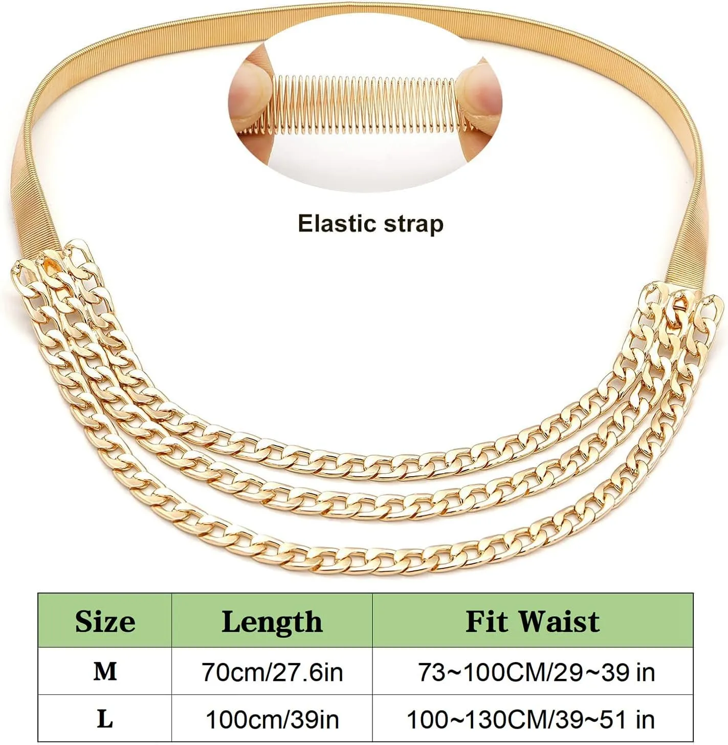 Suyi Skinny Stretch Belt Multilayer Metal Waist Belts Elastic Cinch Waistband for Women