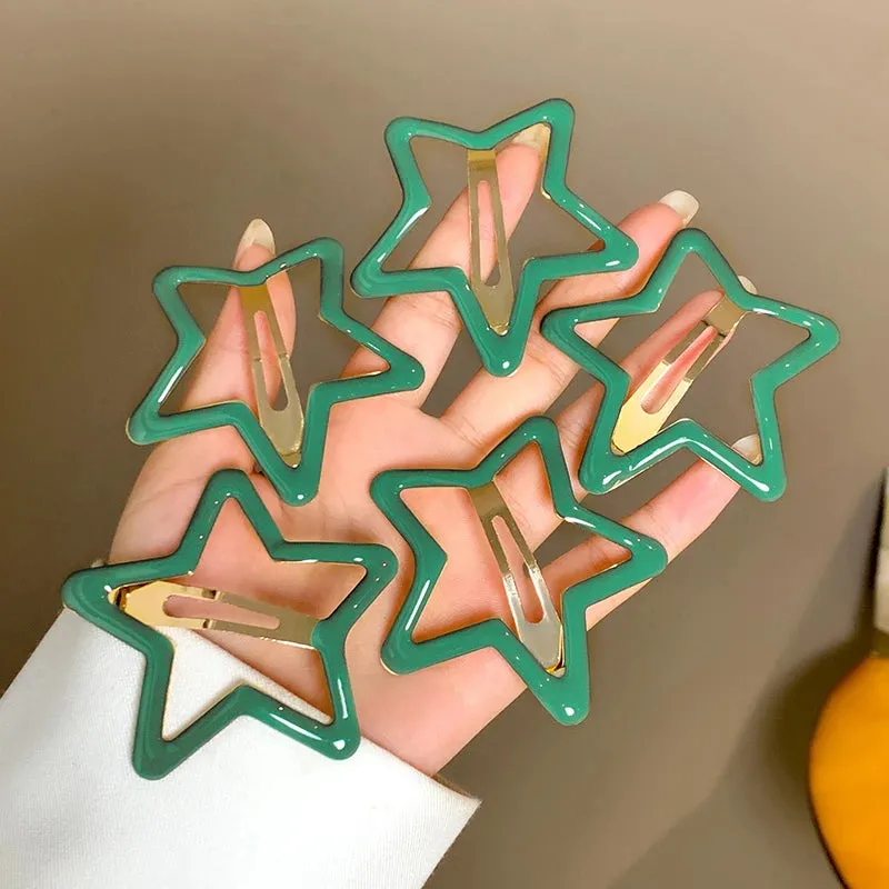 TEEK - 5-10 Pcs Hollow Star Hair Clips