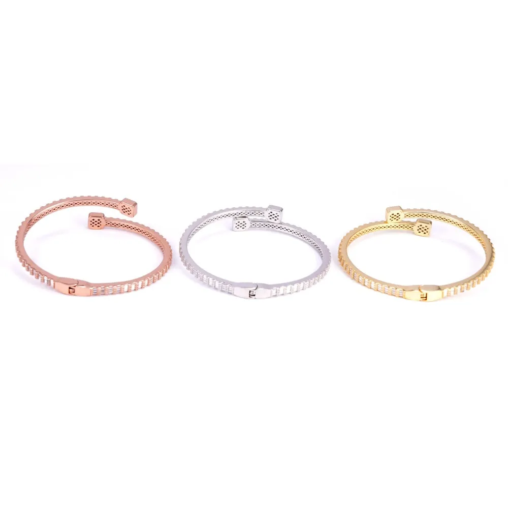 Thin Baguette Bangle Bracelet 14K Gold