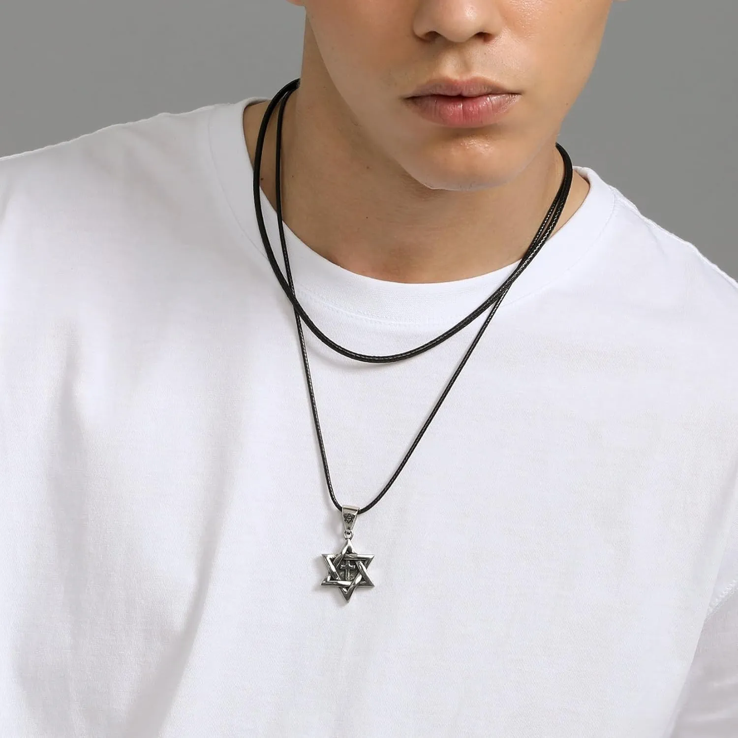 U7 2mm 3mm Black/Brown Leather Cord Necklace with Customizable Stainless Steel/Black Clasp, Men Women Woven Wax Rope Chain for Pendant,Length 16" 18" 20" 22" 24" 26" 28" 30"