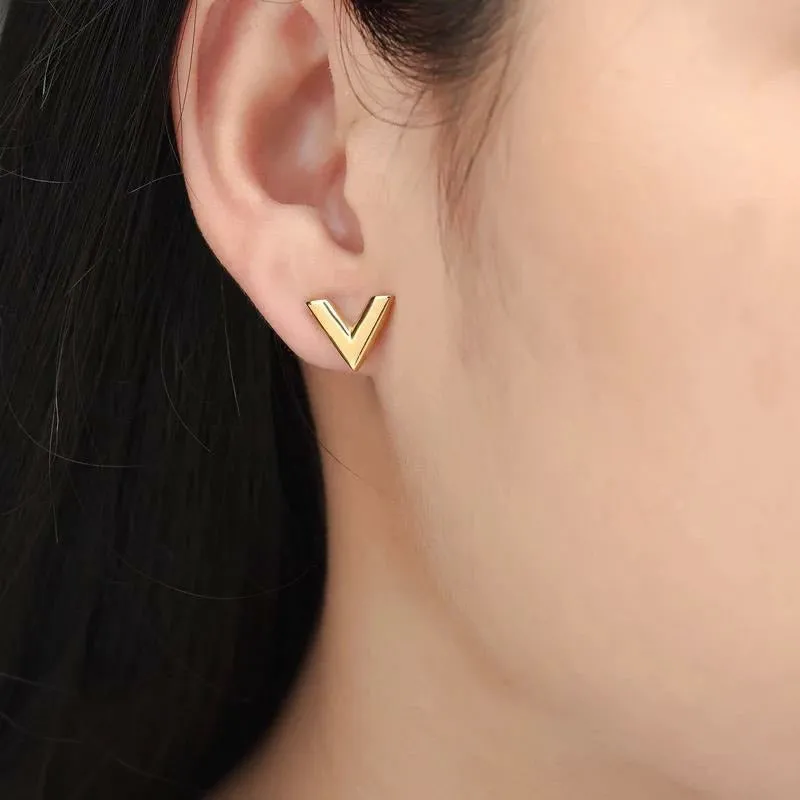 V-Love Letter Earrings - Stainless Steel