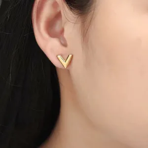 V-Love Letter Earrings - Stainless Steel
