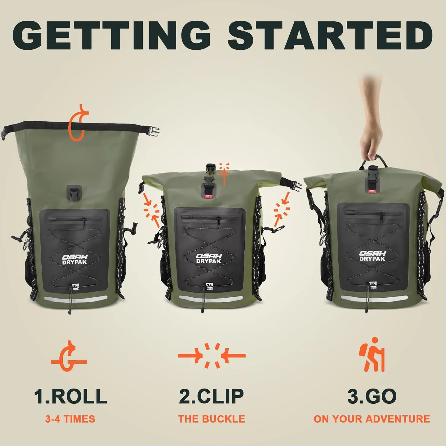 Waterproof Backpack Dry Bag 35L/55L  Heavy Duty Roll-Top Hiking Backpack for Travel, Kayaking, Boating, Camping, Rafting and Fishing
