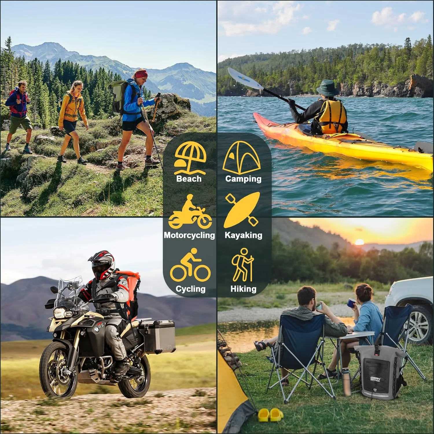 Waterproof Backpack Dry Bag 35L/55L  Heavy Duty Roll-Top Hiking Backpack for Travel, Kayaking, Boating, Camping, Rafting and Fishing