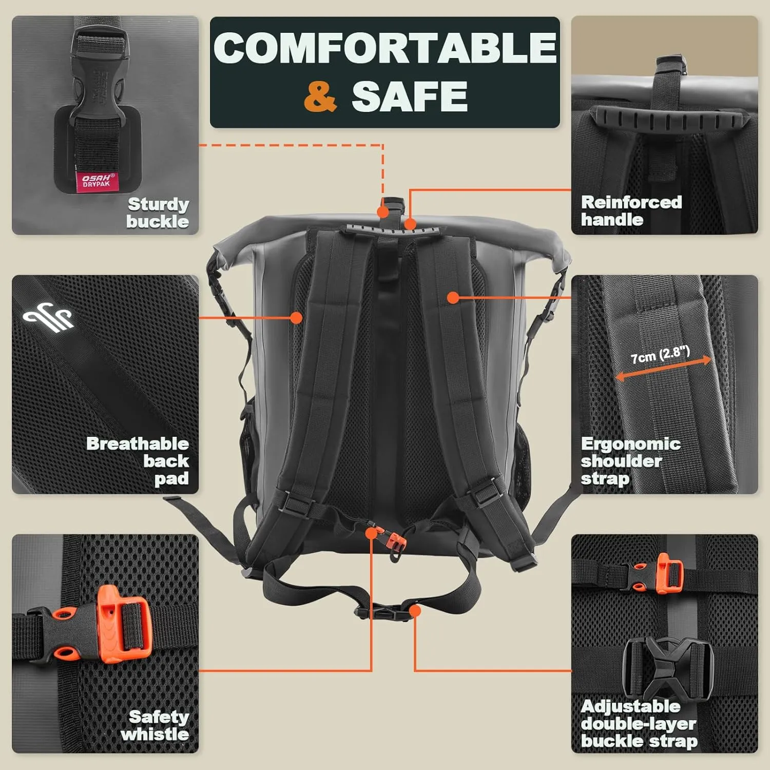 Waterproof Backpack Dry Bag 35L/55L  Heavy Duty Roll-Top Hiking Backpack for Travel, Kayaking, Boating, Camping, Rafting and Fishing