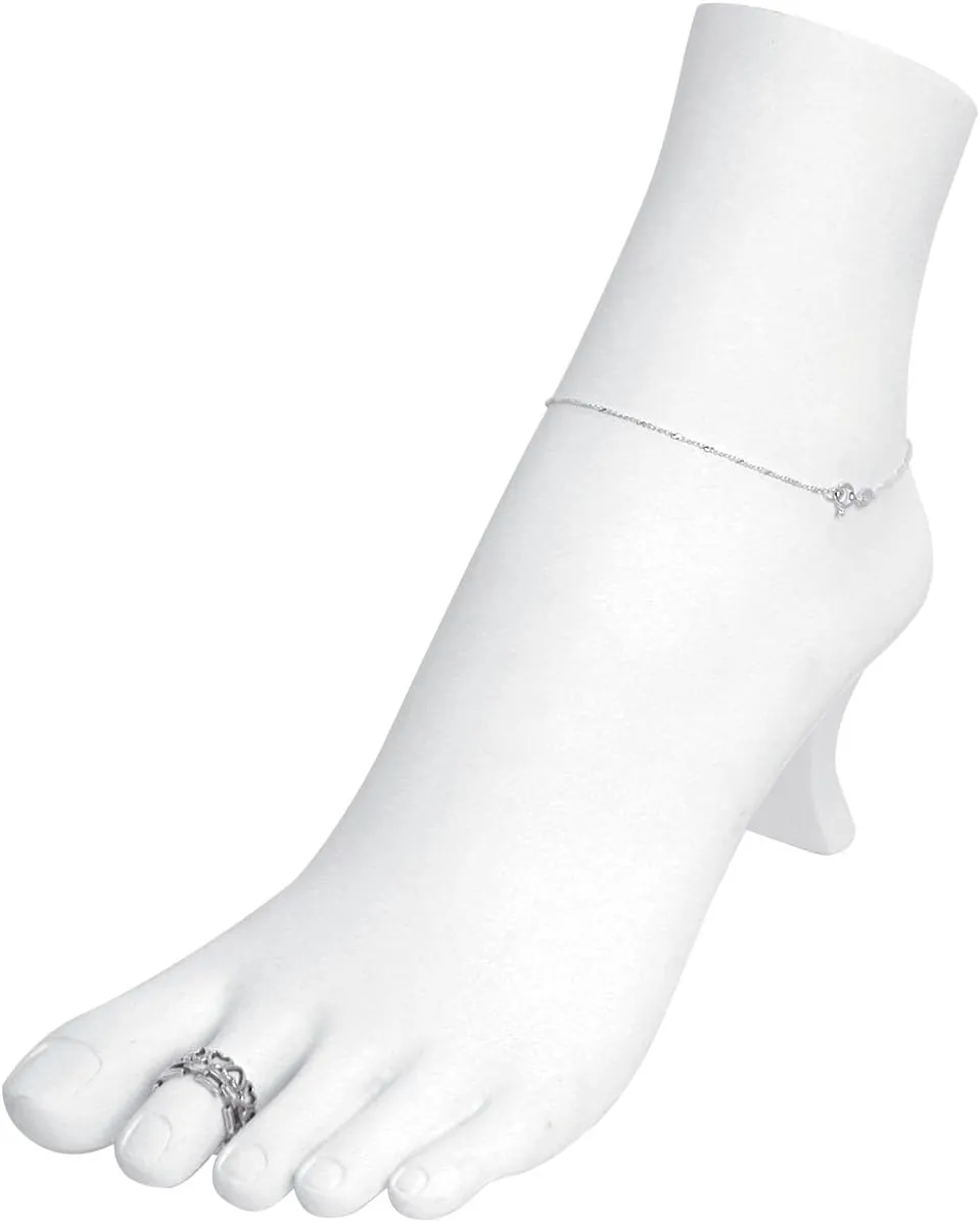 White Polystyrene Toe Ring Chain Ankle Bracelet Foot Display Storage Showcase Stand